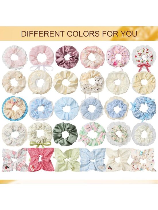 30 Pcs Colorful Hair Scrunchies for Women & Girls - Kawaii Elastic Ponytail main image 7